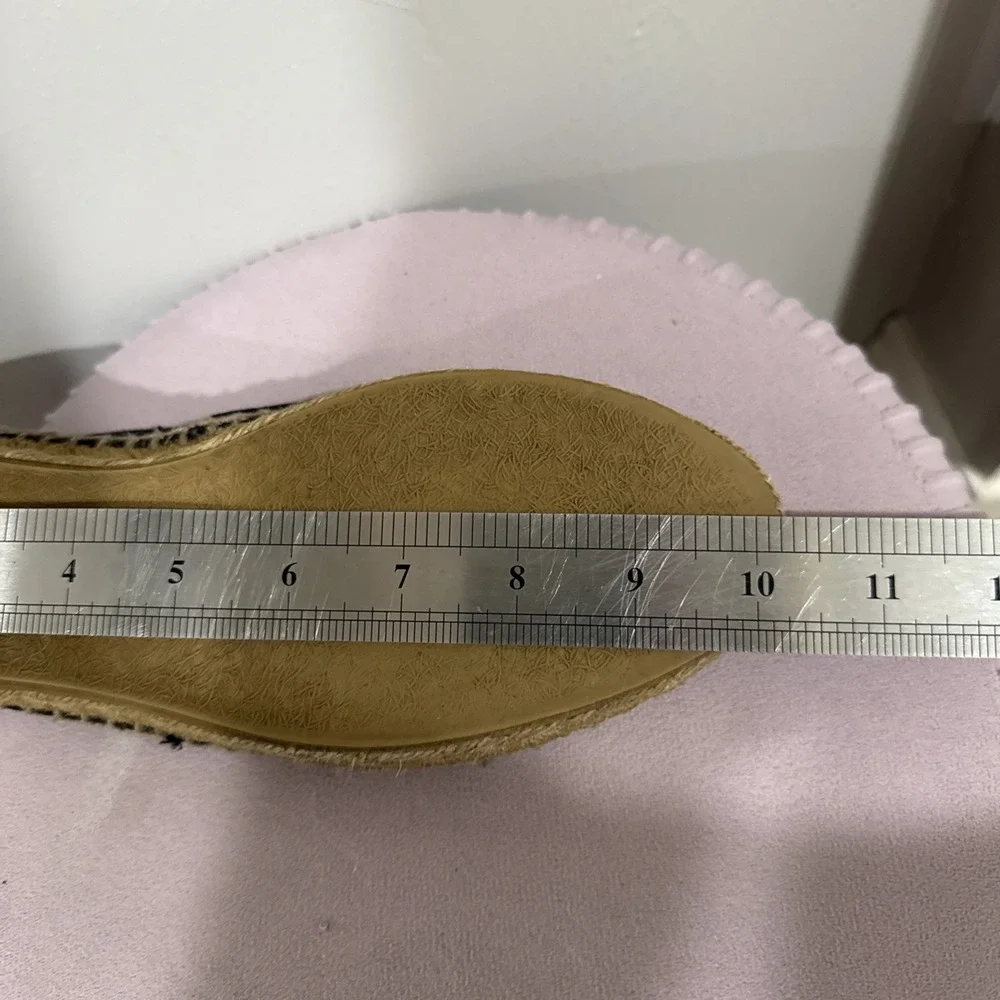 Saint Laurent Cassandre Black Canvas Espadrille Flats Womens Size 8-8.5